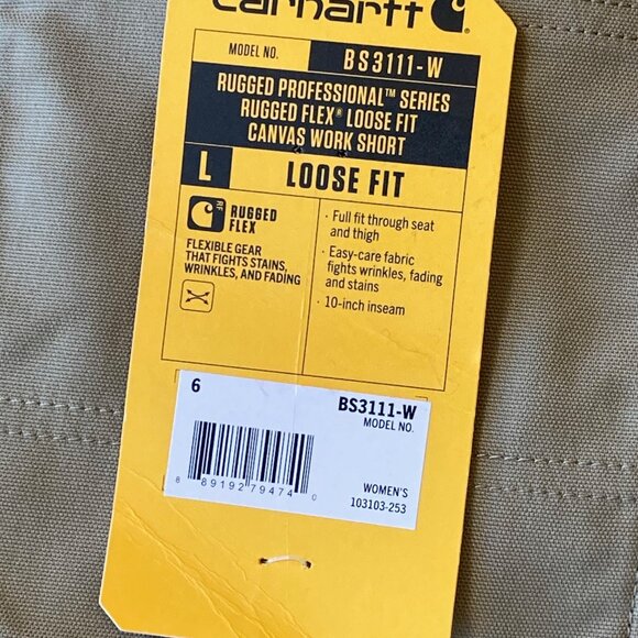 Carhartt Rugged Flex Loose Fit Canvas Work Shorts Women's 6 Dark Khaki NWT - Picture 8 of 8